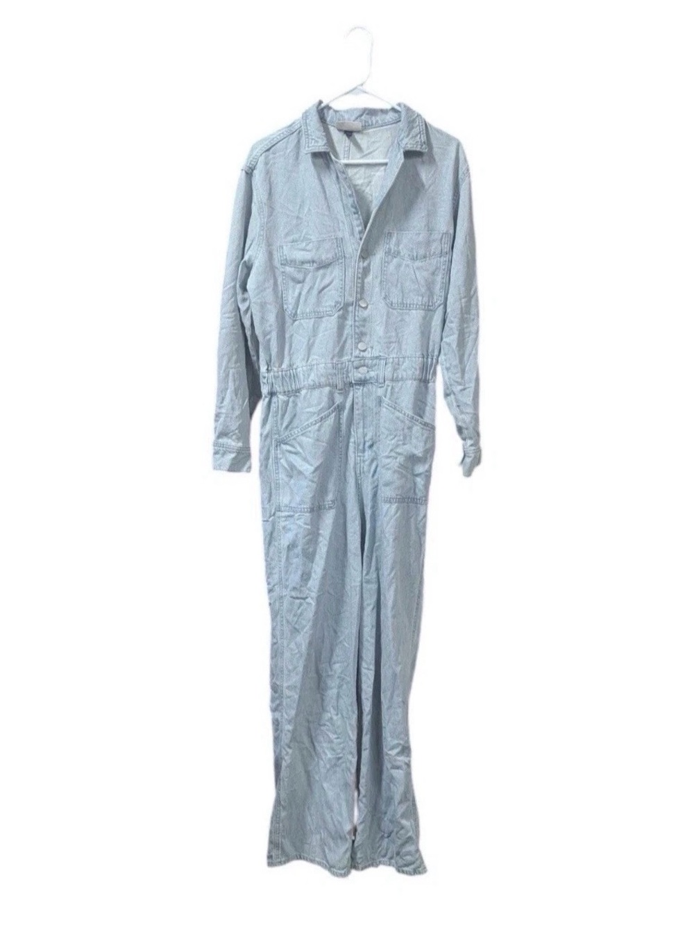 Universal Thread Pale Blue Denim One-Piece Jumpsuit with Wide Legs - Picture 2 of 3